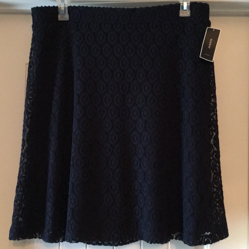 NWT Alfani Navy Blue Skirt Lace Overlay size 14